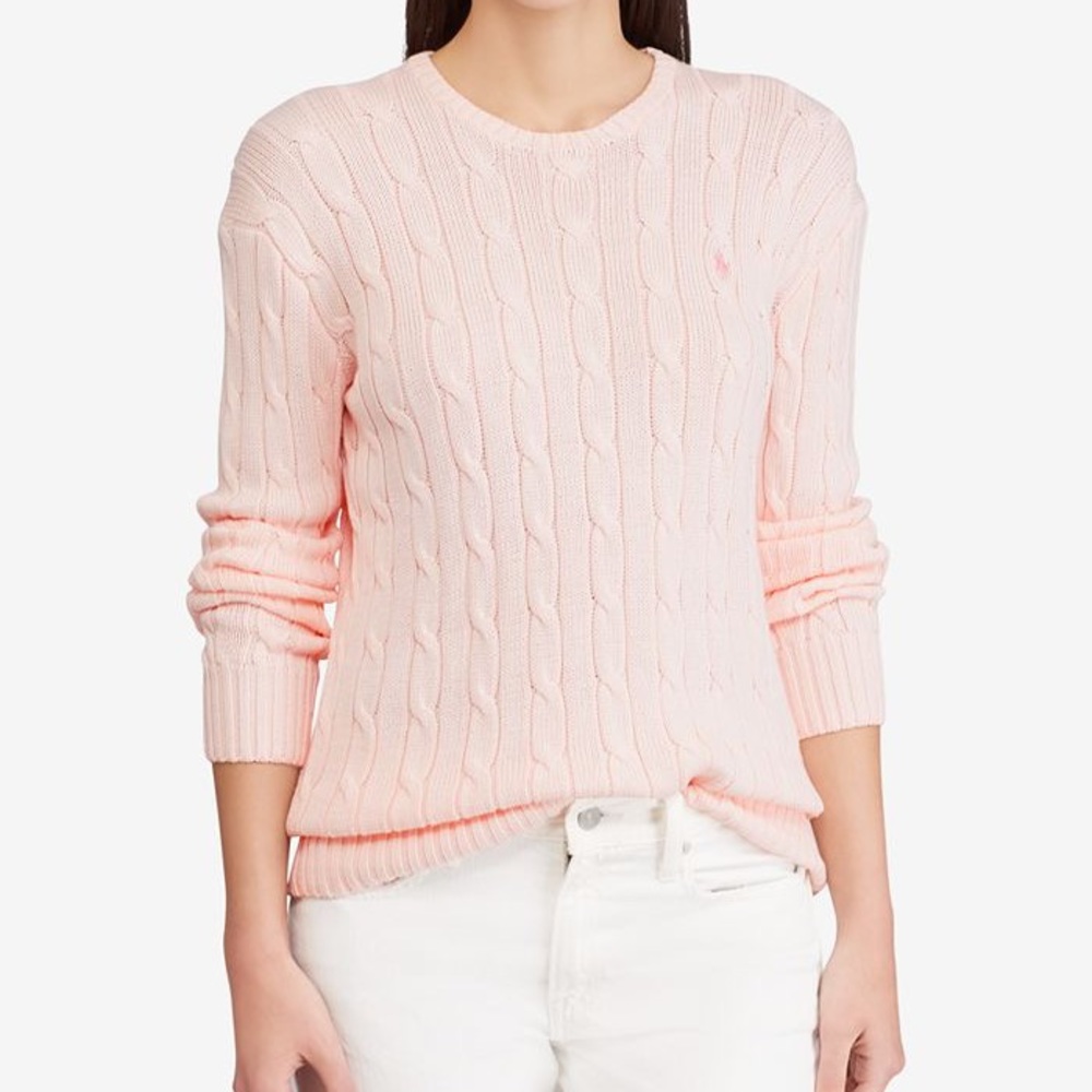 Light pink polo sweater.